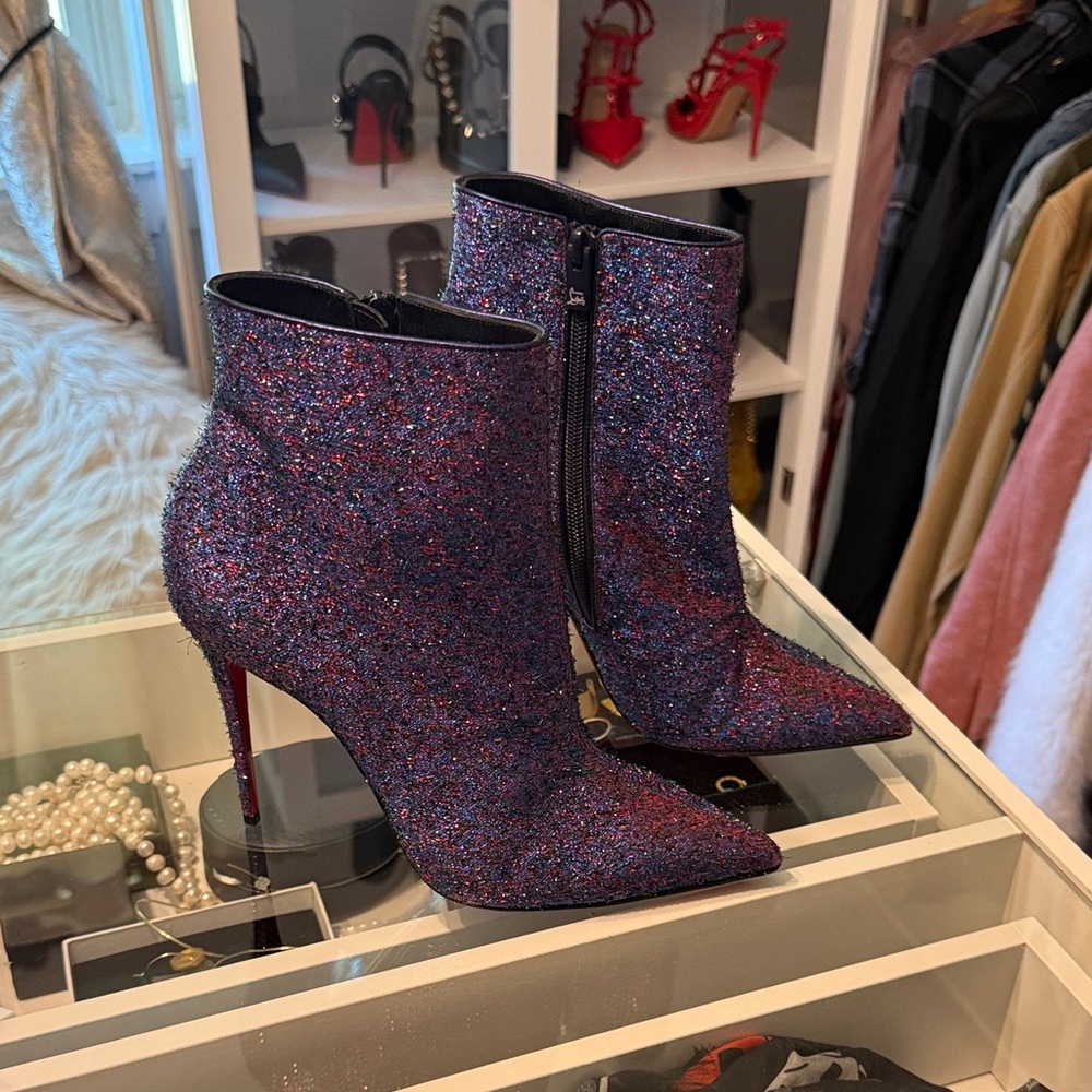 Christian Louboutin Sparkling Purple Ankle Boots